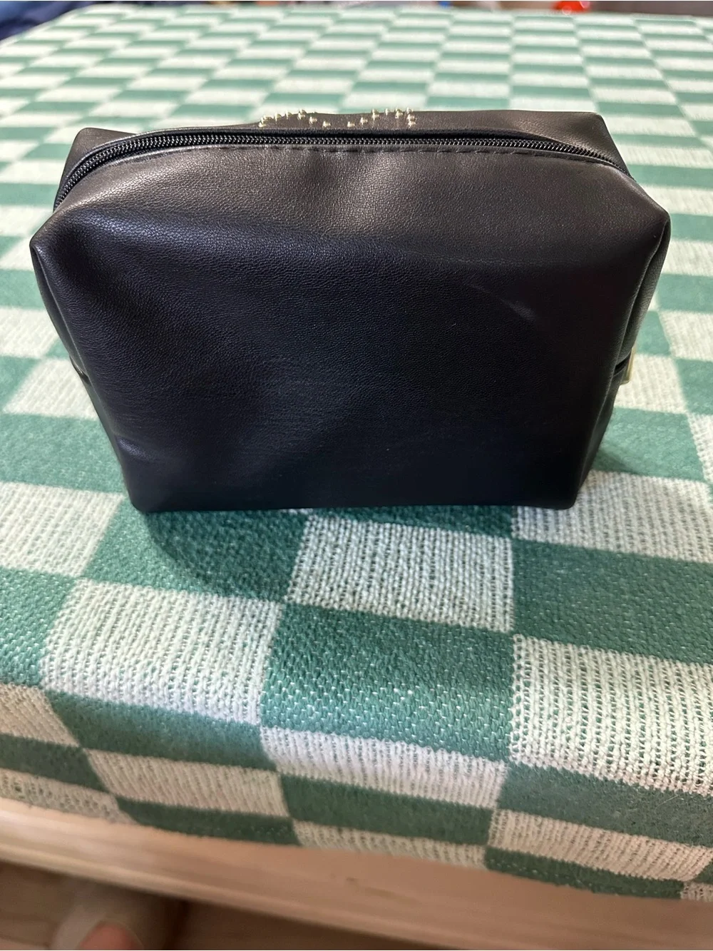Dior Cosmetic Makeup Bag Toiletry Pouch Case Studded Faux Leather